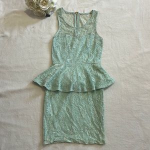 Aqua / Teal Lace Peplum Dress size XS/S